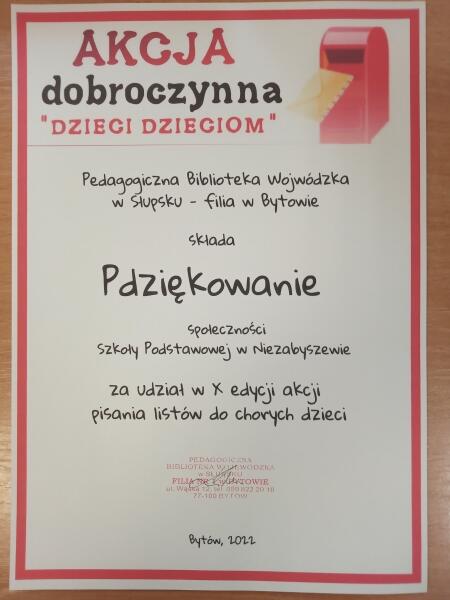  AKCJA DOBROCZYNNA DZIECI DZIECIOM