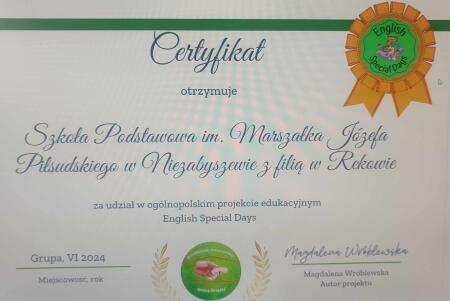 Ogólnopolski projekt edukacyjny '' English Special Days''