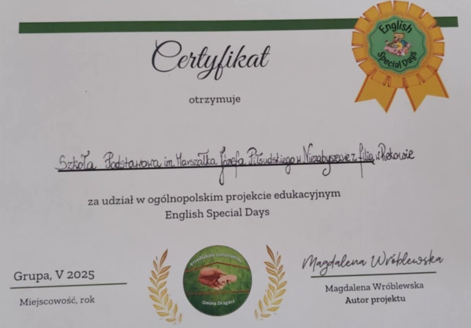 Ogólnopolski projekt edukacyjny English Special Days