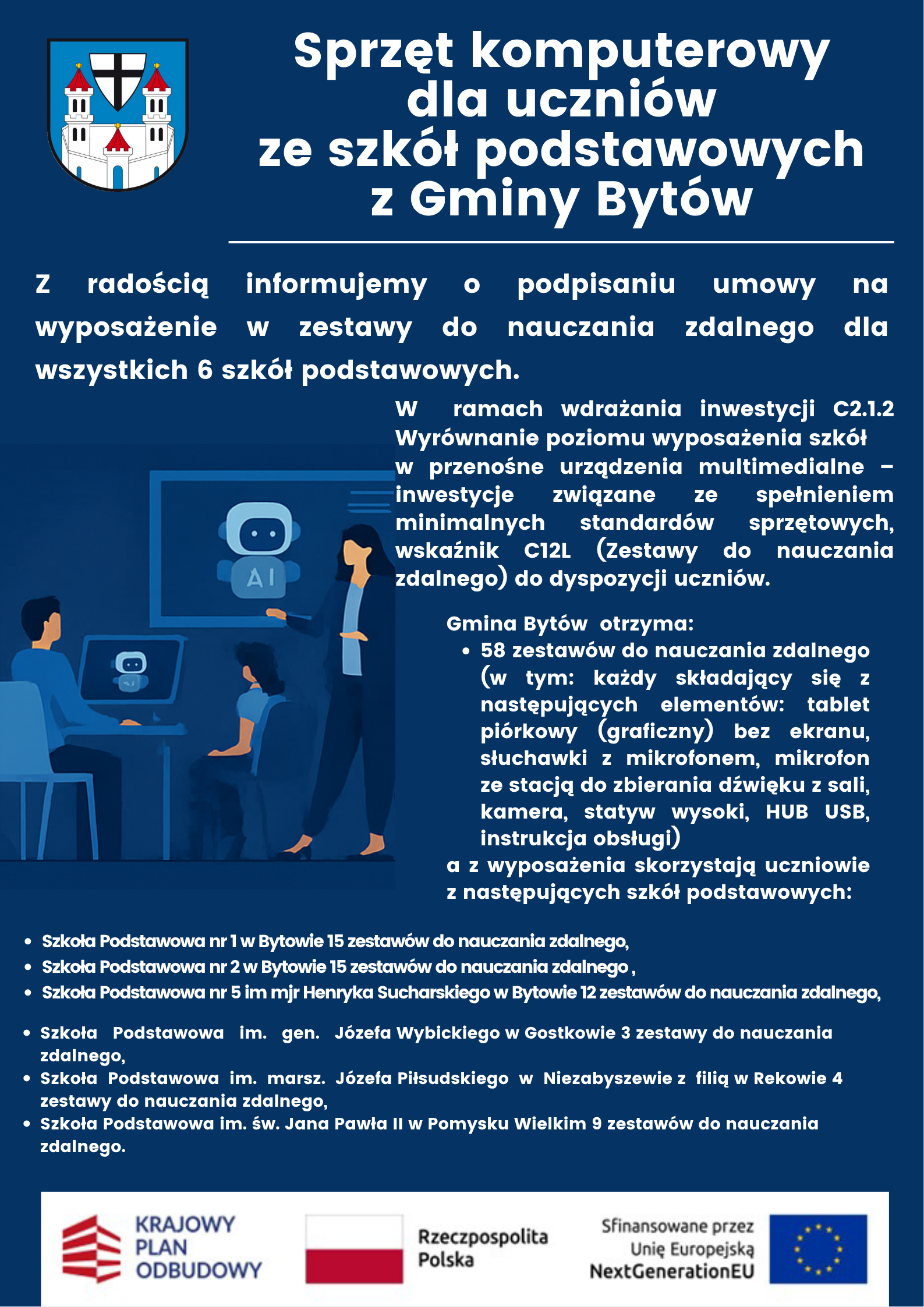 Sprzęt komputerowy dla uczniów ze szkół podstawowych z terenu Gminy Bytów